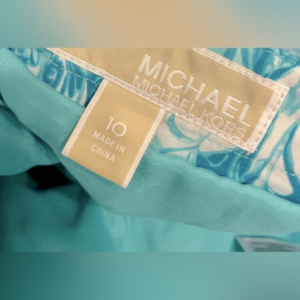 MICHAEL Michael Kors Womens Swirl Print Colorblock A-Line Skirt Blue 10 EUC - Picture 3 of 4